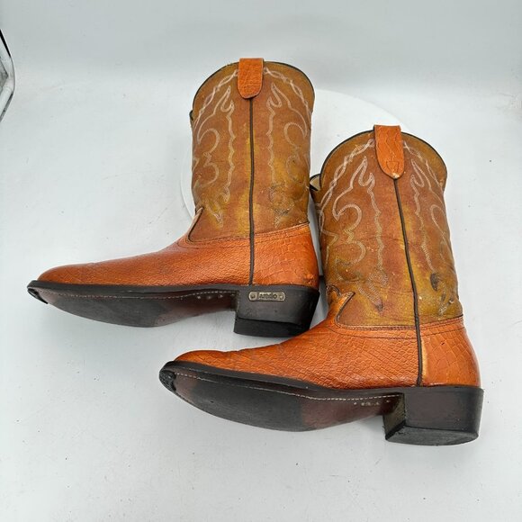 Laredo Men Size 10D 91490 Brown Two Color Leather Rodeo Cowboy Western Boot - Picture 7 of 14
